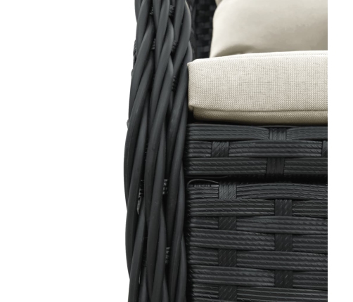 Set de muebles jardín 5 pzas con cojines ratán sintético negro