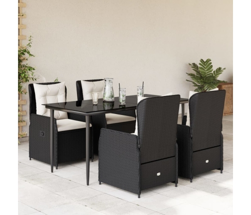 Set de muebles jardín 5 pzas con cojines ratán sintético negro
