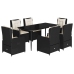 Set de comedor de jardín 7 pzas y cojines ratán sintético negro