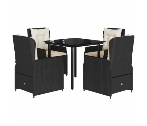 Set de muebles jardín 5 pzas con cojines ratán sintético negro
