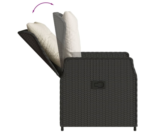 Set de muebles jardín 5 pzas con cojines ratán sintético negro
