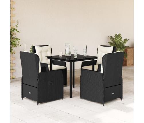 Set de muebles jardín 5 pzas con cojines ratán sintético negro