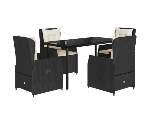 Set de muebles jardín 5 pzas con cojines ratán sintético negro