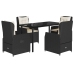 Set de muebles jardín 5 pzas con cojines ratán sintético negro