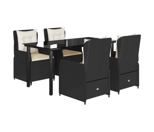 Set de muebles jardín 5 pzas con cojines ratán sintético negro
