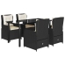 Set de muebles jardín 5 pzas con cojines ratán sintético negro