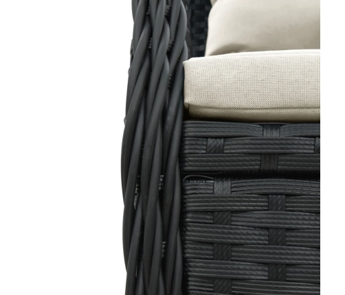 Set de muebles jardín 5 pzas con cojines ratán sintético negro