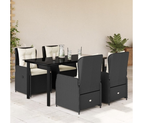 Set de muebles jardín 5 pzas con cojines ratán sintético negro