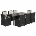 Set de comedor de jardín 9 pzas y cojines ratán sintético negro