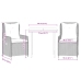 Set comedor de jardín 3 piezas y cojines ratán sintético marrón