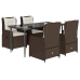 Set comedor de jardín 5 piezas y cojines ratán sintético marrón