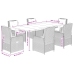 Set comedor de jardín 7 pzas con cojines ratán sintético marrón