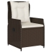 Set comedor de jardín 3 piezas y cojines ratán sintético marrón