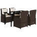 Set comedor de jardín 5 piezas y cojines ratán sintético marrón
