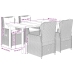 Set comedor de jardín 5 piezas y cojines ratán sintético marrón