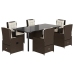 Set comedor de jardín 7 pzas con cojines ratán sintético marrón