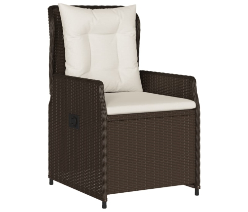 Set comedor de jardín 7 pzas con cojines ratán sintético marrón