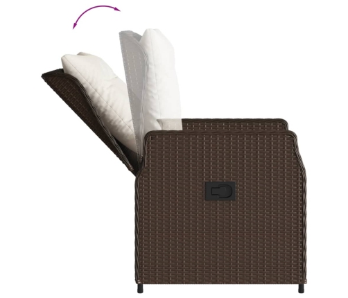 Set comedor de jardín 7 pzas con cojines ratán sintético marrón