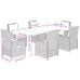 Set comedor de jardín 7 pzas con cojines ratán sintético marrón