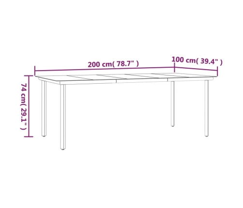 Set comedor de jardín 7 pzas con cojines ratán sintético marrón
