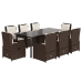 Set comedor para jardín 9 pzas y cojines ratán sintético marrón