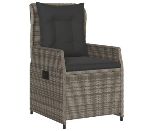 Set comedor de jardín 5 piezas con cojines ratán sintético gris