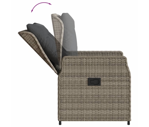 Set comedor de jardín 5 piezas con cojines ratán sintético gris