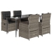 Set comedor de jardín 5 piezas con cojines ratán sintético gris