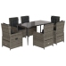 Set comedor jardín 7 pzas y cojines ratán sintético gris