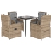Set comedor de jardín 5 pzas con cojines ratán sintético beige