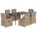 Set comedor de jardín 7 pzas con cojines ratán sintético beige