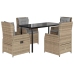 Set comedor de jardín 5 pzas con cojines ratán sintético beige