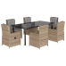 Set comedor de jardín 7 pzas con cojines ratán sintético beige