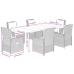 Set comedor de jardín 7 pzas con cojines ratán sintético beige