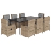 Set comedor de jardín 9 pzas con cojines ratán sintético beige