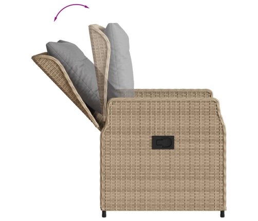 Set comedor de jardín 9 pzas con cojines ratán sintético beige