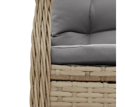 Set comedor de jardín 9 pzas con cojines ratán sintético beige