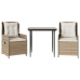 Set comedor de jardín 3 pzas con cojines ratán sintético beige