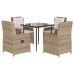 Set comedor de jardín 5 pzas con cojines ratán sintético beige