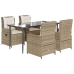 Set comedor de jardín 5 pzas con cojines ratán sintético beige