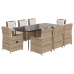 Set comedor de jardín 9 pzas con cojines ratán sintético beige