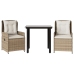 Set comedor de jardín 3 pzas con cojines ratán sintético beige