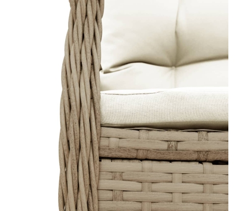 Set comedor de jardín 5 pzas con cojines ratán sintético beige