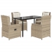 Set comedor de jardín 5 pzas con cojines ratán sintético beige