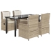 Set comedor de jardín 5 pzas con cojines ratán sintético beige