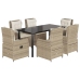 Set comedor de jardín 7 pzas con cojines ratán sintético beige