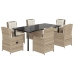 Set comedor de jardín 7 pzas con cojines ratán sintético beige