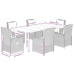 Set comedor de jardín 7 pzas con cojines ratán sintético beige