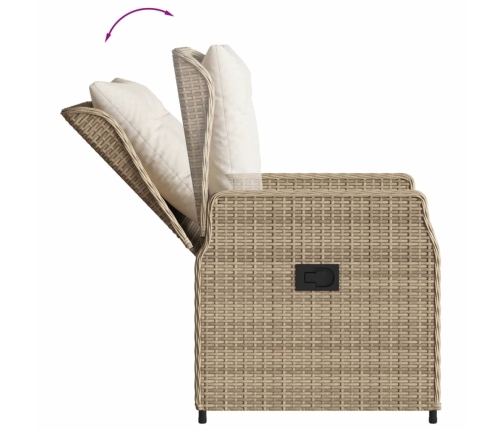 Set comedor de jardín 9 pzas con cojines ratán sintético beige