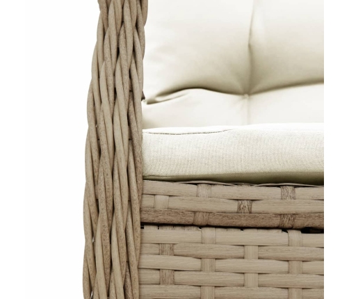 Set comedor de jardín 9 pzas con cojines ratán sintético beige